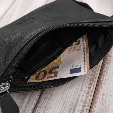 Torebka damska skórzana na ramię kompaktowa kopertówka czarna Paolo Peruzzi SI-41-BL Torebka damska skórzana na ramię kompaktowa kopertówka czarna Paolo Peruzzi SI-41-BL