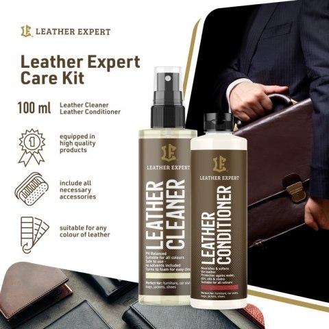 Leather Expert Care Kit 2x100ml - zestaw do czyszczenia i pielęgnacji skóry LE-18-HC2100 Leather Expert Care Kit 2x100ml - zestaw do czyszczenia i pielęgnacji skóry LE-18-HC2100