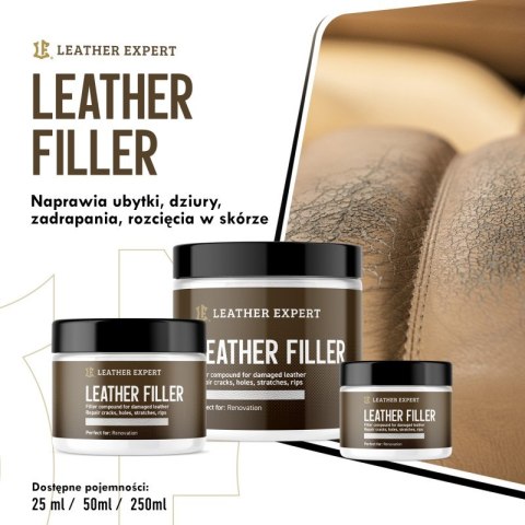 Leather Filler - szpachla do skóry w kolorze białym 25 ml Leather Expert LE-10-FW25 Leather Filler - szpachla do skóry w kolorze białym 25 ml Leather Expert LE-10-FW25