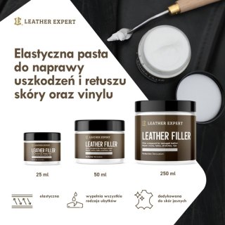 Leather Filler - szpachla do skóry w kolorze białym 50 ml Leather Expert LE-10-FW50