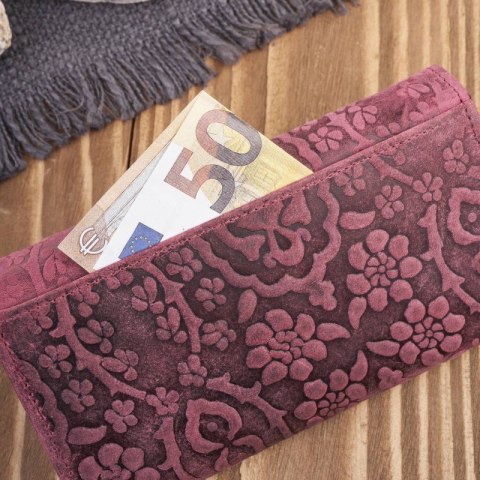Portfel damski skórzany w kwiaty vintage duży różowy RFID Paolo Peruzzi T-111-HCH Portfel damski skórzany w kwiaty vintage duży różowy RFID Paolo Peruzzi T-111-HCH