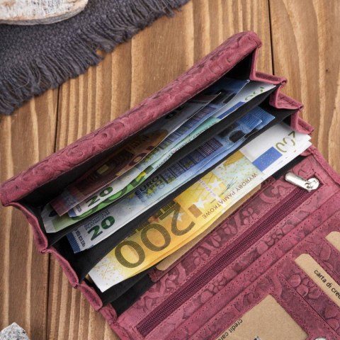 Portfel damski skórzany w kwiaty vintage duży różowy RFID Paolo Peruzzi T-111-HCH Portfel damski skórzany w kwiaty vintage duży różowy RFID Paolo Peruzzi T-111-HCH