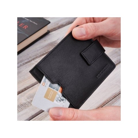 Portfel męski mały skórzany czarny RFID Brodrene G-109MN/BL Portfel męski mały skórzany czarny RFID Brodrene G-109MN/BL
