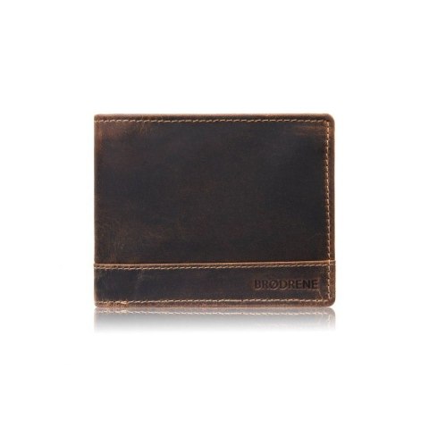 Portfel męski skórzany brązowy vintage hunter pojemny RFID Brodrene G-103MN/BR Portfel męski skórzany brązowy vintage hunter pojemny RFID Brodrene G-103MN/BR