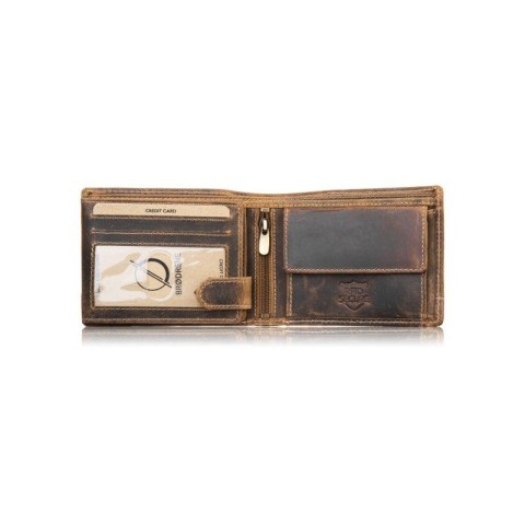 Portfel męski skórzany brązowy vintage hunter pojemny RFID Brodrene G-103MN/BR Portfel męski skórzany brązowy vintage hunter pojemny RFID Brodrene G-103MN/BR