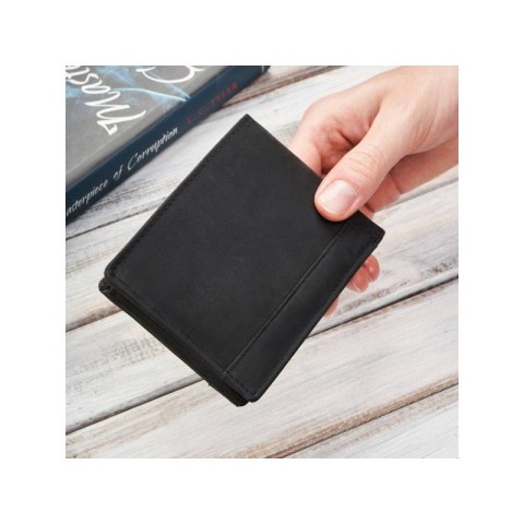 Portfel męski skórzany czarny vintage hunter pojemny RFID Brodrene G-103SH/BL Portfel męski skórzany czarny vintage hunter pojemny RFID Brodrene G-103SH/BL