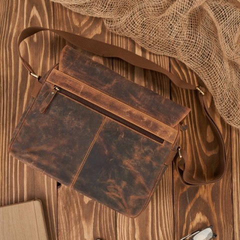 Torba męska na ramię skórzana brązowa vintage na laptopa duża Paolo Peruzzi T-81-HBR Torba męska na ramię skórzana brązowa vintage na laptopa duża Paolo Peruzzi T-81-HBR