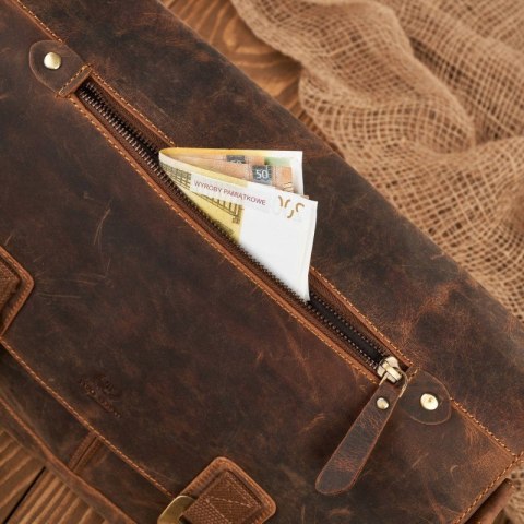Torba męska na ramię skórzana brązowa vintage na laptopa duża Paolo Peruzzi T-81-HBR Torba męska na ramię skórzana brązowa vintage na laptopa duża Paolo Peruzzi T-81-HBR