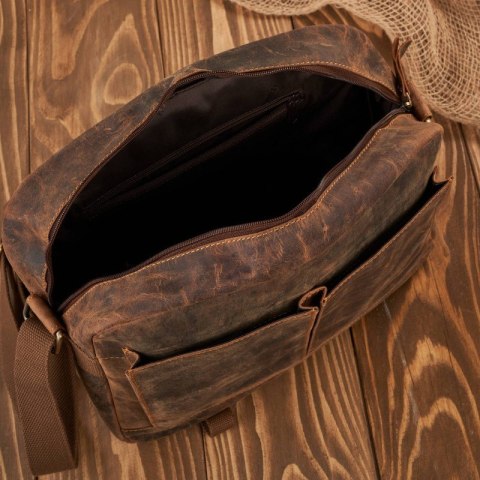 Torba męska na ramię skórzana brązowa vintage na laptopa duża Paolo Peruzzi T-81-HBR Torba męska na ramię skórzana brązowa vintage na laptopa duża Paolo Peruzzi T-81-HBR