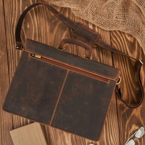 Torba męska na ramię skórzana do pracy aktówka na dokumenty i laptopa brązowa vintage Paolo Peruzzi T-122-HBR Torba męska na ramię skórzana do pracy aktówka na dokumenty i laptopa brązowa vintage Paolo Peruzzi T-122-HBR
