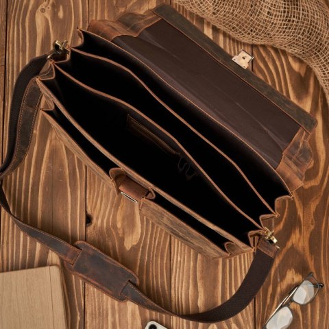 Torba męska na ramię skórzana do pracy aktówka na dokumenty i laptopa brązowa vintage Paolo Peruzzi T-122-HBR Torba męska na ramię skórzana do pracy aktówka na dokumenty i laptopa brązowa vintage Paolo Peruzzi T-122-HBR