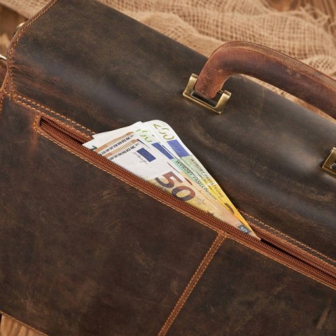 Torba męska na ramię skórzana do pracy aktówka na dokumenty i laptopa brązowa vintage Paolo Peruzzi T-122-HBR Torba męska na ramię skórzana do pracy aktówka na dokumenty i laptopa brązowa vintage Paolo Peruzzi T-122-HBR