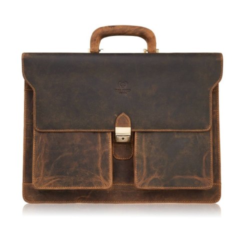 Torba męska na ramię skórzana do pracy aktówka na dokumenty i laptopa brązowa vintage Paolo Peruzzi T-122-HBR Torba męska na ramię skórzana do pracy aktówka na dokumenty i laptopa brązowa vintage Paolo Peruzzi T-122-HBR