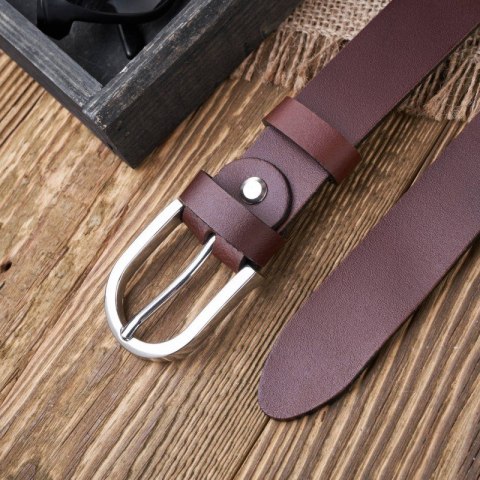 Pasek damski skórzany brązowy 100 cm ze srebrną klamrą Paolo Peruzzi PG-01-BRS-100 Pasek damski skórzany brązowy 100 cm ze srebrną klamrą Paolo Peruzzi PG-01-BRS-100