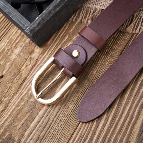 Pasek damski skórzany brązowy 90 cm ze złotą klamrą Paolo Peruzzi PG-01-BRZ-90 Pasek damski skórzany brązowy 90 cm ze złotą klamrą Paolo Peruzzi PG-01-BRZ-90