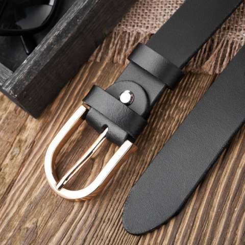 Pasek damski skórzany czarny 90 cm ze złotą klamrą Paolo Peruzzi PG-01-BLZ-90 Pasek damski skórzany czarny 90 cm ze złotą klamrą Paolo Peruzzi PG-01-BLZ-90