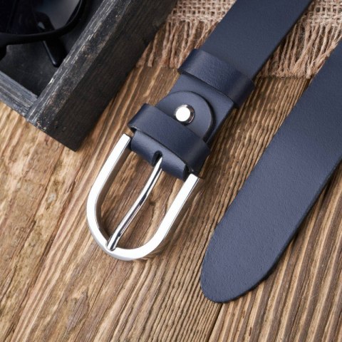 Pasek damski skórzany granatowy 110 cm ze srebrną klamrą Paolo Peruzzi PG-01-DBS-110 Pasek damski skórzany granatowy 110 cm ze srebrną klamrą Paolo Peruzzi PG-01-DBS-110