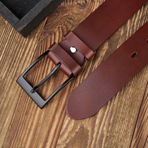Pasek męski skórzany brązowy szeroki 100 cm z czarną klamrą Paolo Peruzzi PG-05-BRBL-100 Pasek męski skórzany brązowy szeroki 100 cm z czarną klamrą Paolo Peruzzi PG-05-BRBL-100