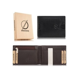 Portfel męski skórzany slim mały czarno-brązowy RFID Brodrene G-11-BLBR