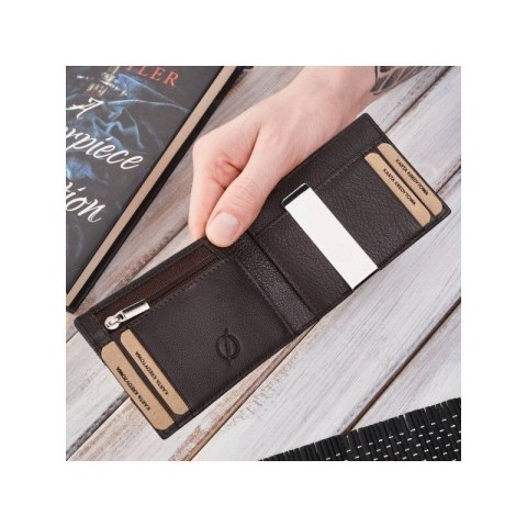 Portfel męski skórzany slim mały czarno-brązowy RFID Brodrene G-11-BLBR Portfel męski skórzany slim mały czarno-brązowy RFID Brodrene G-11-BLBR