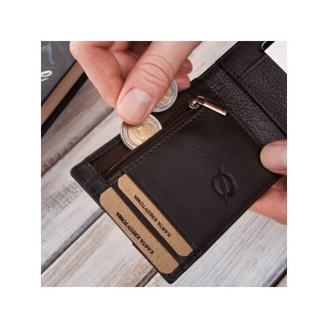 Portfel męski skórzany slim mały czarno-brązowy RFID Brodrene G-11-BLBR Portfel męski skórzany slim mały czarno-brązowy RFID Brodrene G-11-BLBR
