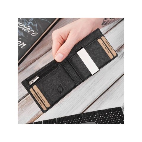 Portfel męski skórzany slim mały czarny RFID Brodrene G-11-BL Portfel męski skórzany slim mały czarny RFID Brodrene G-11-BL