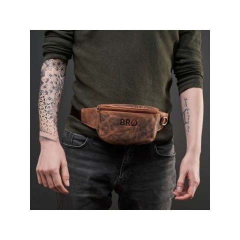 Saszetka męska skórzana nerka vintage na pas Brodrene G-18SH/BR Saszetka męska skórzana nerka vintage na pas Brodrene G-18SH/BR