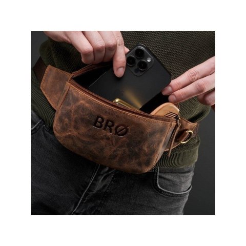 Saszetka męska skórzana nerka vintage na pas Brodrene G-18SH/BR Saszetka męska skórzana nerka vintage na pas Brodrene G-18SH/BR