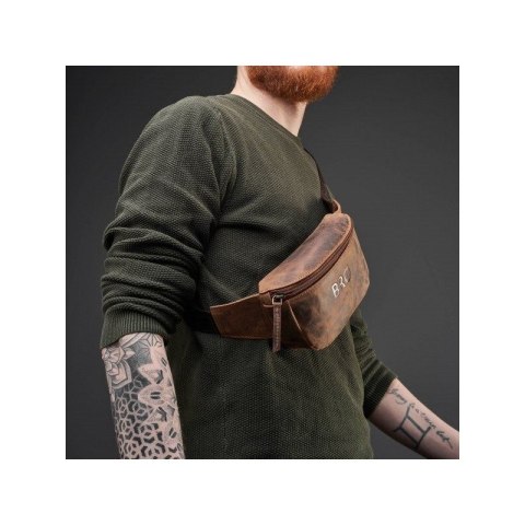 Saszetka męska skórzana nerka vintage na pas Brodrene G-18SH/BR Saszetka męska skórzana nerka vintage na pas Brodrene G-18SH/BR