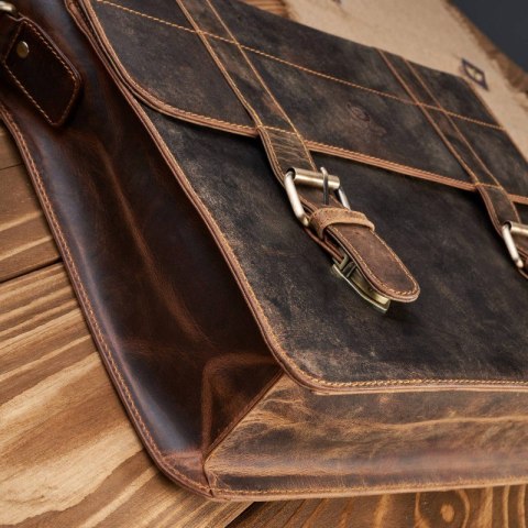 Torba męska na ramię skórzana aktówka vintage brązowa Paolo Peruzzi T-99-HBR Torba męska na ramię skórzana aktówka vintage brązowa Paolo Peruzzi T-99-HBR