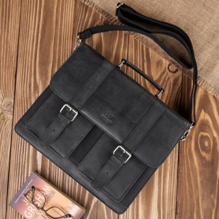 Torba męska na ramię skórzana vintage czarna Paolo Peruzzi T-100-HBL