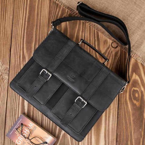 Torba męska na ramię skórzana vintage czarna Paolo Peruzzi T-100-HBL Torba męska na ramię skórzana vintage czarna Paolo Peruzzi T-100-HBL