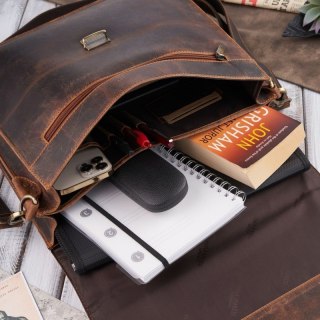 Aktówka męska teczka skórzana vintage z kluczykiem Paolo Peruzzi T-96-BR