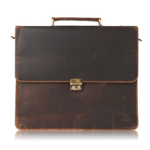 Aktówka męska teczka skórzana vintage z kluczykiem Paolo Peruzzi T-96-BR Aktówka męska teczka skórzana vintage z kluczykiem Paolo Peruzzi T-96-BR