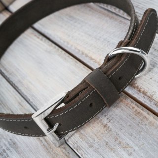 Obroża dla psa skórzana w stylu vintage brązowa rozmiar L/XL Petsome 17P02L