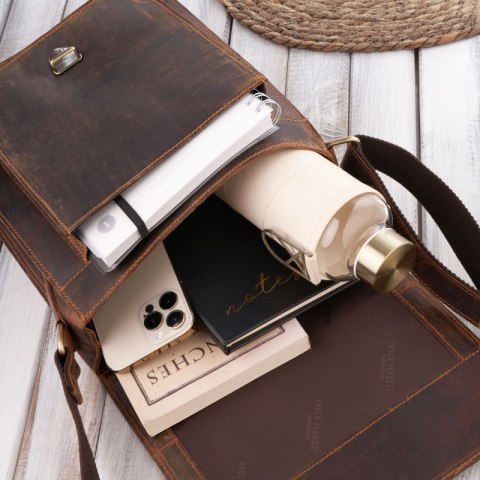Torba męska na ramię skórzana vintage Paolo Peruzzi T-91-HBR Torba męska na ramię skórzana vintage Paolo Peruzzi T-91-HBR