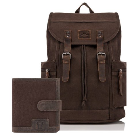 Zestaw upominkowy dla niego ZUP-22-BR plecak T-19-BR portfel męski T-04-BR VINTAGE Zestaw upominkowy dla niego ZUP-22-BR plecak T-19-BR portfel męski T-04-BR VINTAGE