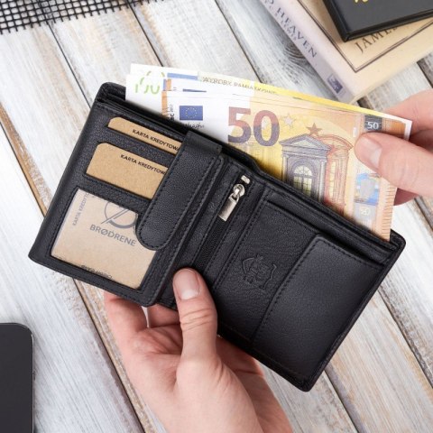 Portfel męski klasyczny ze skóry licowej brodrene G-10-BL Portfel męski klasyczny ze skóry licowej brodrene G-10-BL