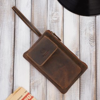 Saszetka męska skórzana do ręki vintage Paolo Peruzzi T-90-HBR