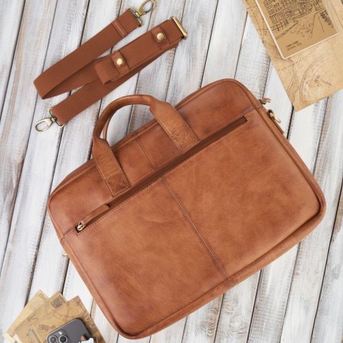 Torba na laptopa skórzana z uchwytem na walizkę Paolo Peruzzi AV-01-CG Torba na laptopa skórzana z uchwytem na walizkę Paolo Peruzzi AV-01-CG