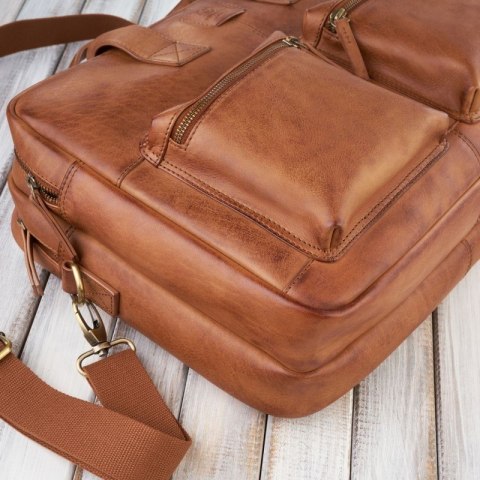 Torba na laptopa skórzana z uchwytem na walizkę Paolo Peruzzi AV-01-CG Torba na laptopa skórzana z uchwytem na walizkę Paolo Peruzzi AV-01-CG