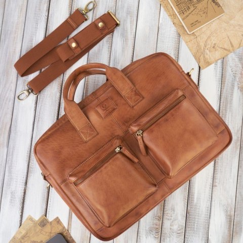 Torba na laptopa skórzana z uchwytem na walizkę Paolo Peruzzi AV-01-CG Torba na laptopa skórzana z uchwytem na walizkę Paolo Peruzzi AV-01-CG
