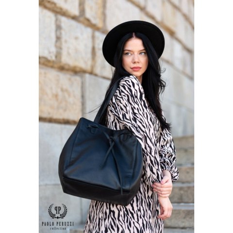Torba shopper skórzana damska na ramię Paolo Peruzzi IN-64-BL Torba shopper skórzana damska na ramię Paolo Peruzzi IN-64-BL