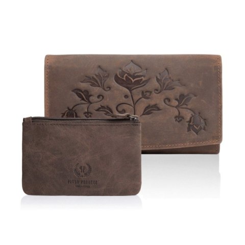 Zestaw prezentowy ZUP-36-BR portfel damski skórzany T-01 etui na klucze Zestaw prezentowy ZUP-36-BR portfel damski skórzany T-01 etui na klucze
