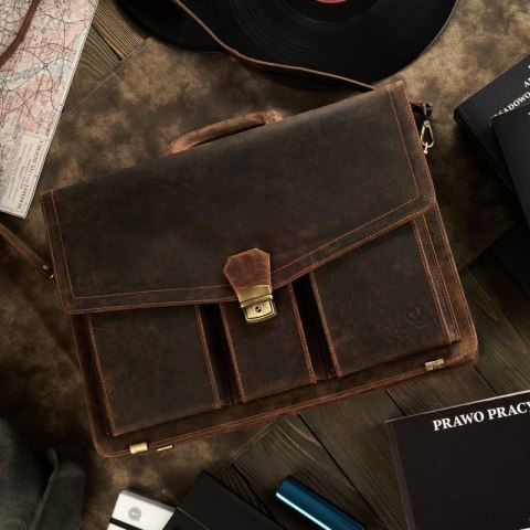 Aktówka męska skórzana vintage Paolo Peruzzi T-80-HBR Aktówka męska skórzana vintage Paolo Peruzzi T-80-HBR