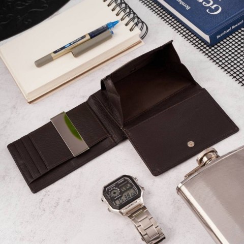 Klasyczny skórzany portfel męski RFID Paolo Peruzzi T-46-BR Klasyczny skórzany portfel męski RFID Paolo Peruzzi T-46-BR
