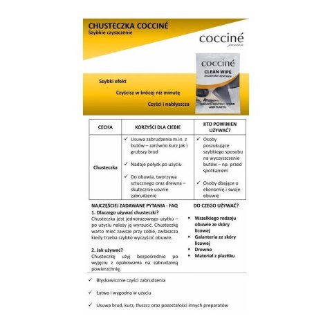 Chusteczki czyszczące do butów 15szt. COCCINE 99992-15ZES Chusteczki czyszczące do butów 15szt. COCCINE 99992-15ZES