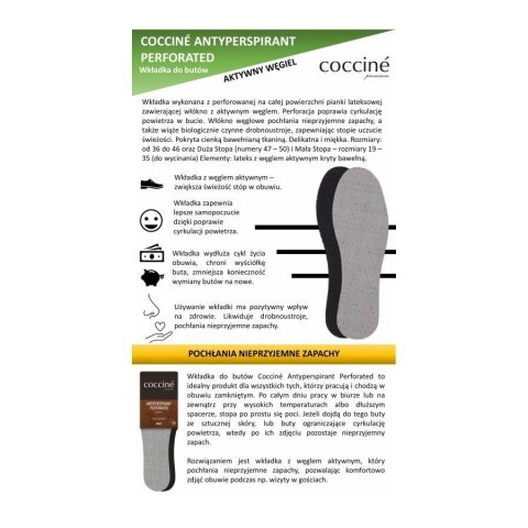 R.38 - Wkładki do butów przeciwpotliwe perforowane Coccine R.38 - Wkładki do butów przeciwpotliwe perforowane Coccine