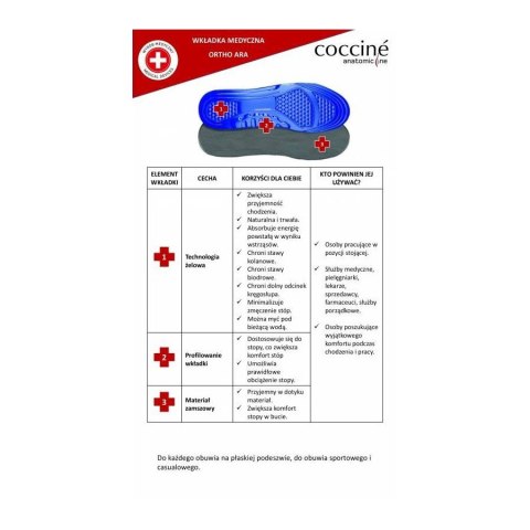 R. 41-46 - Żelowa wkładka medyczna Coccine Ortho Ara R. 41-46 - Żelowa wkładka medyczna Coccine Ortho Ara