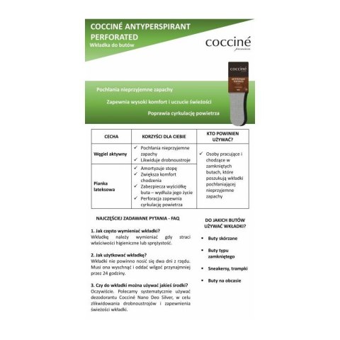 R.44 - Wkładki do butów przeciwpotliwe perforowane Coccine R.44 - Wkładki do butów przeciwpotliwe perforowane Coccine